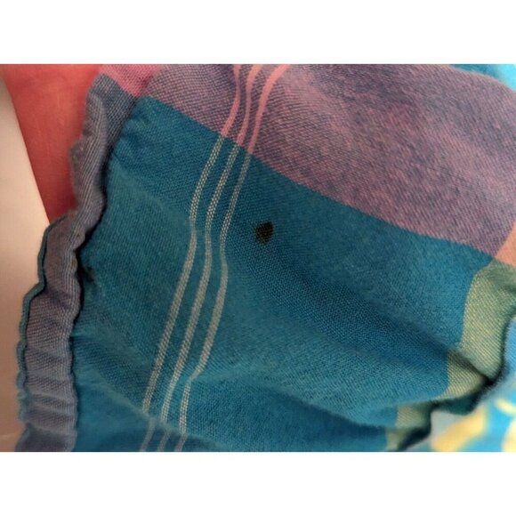 OshKosh Girl Denim Vestbak Overall Dress Blue Floral & Plaid Tiered Skirt 9M - Picture 7 of 8